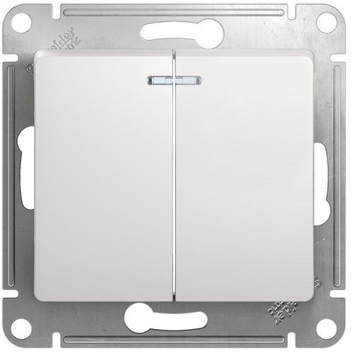 Выключатель с подсветкой без рамки Systeme Electric Glossa 2-кл. белый картинка